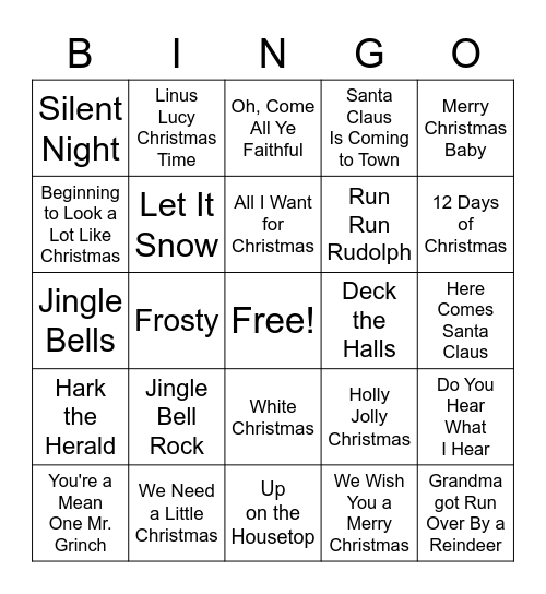 Christmas Singo Bingo Card