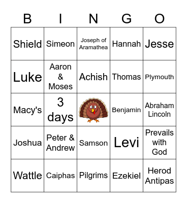 Thanksgiving & Bible Bingo Card