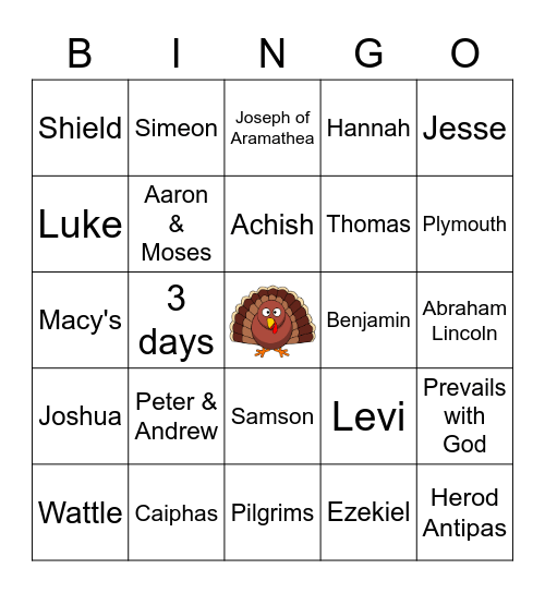 Thanksgiving & Bible Bingo Card