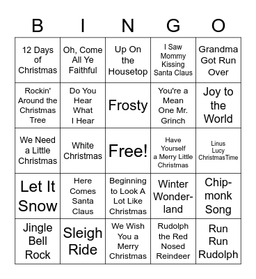 Christmas Singo Bingo Card