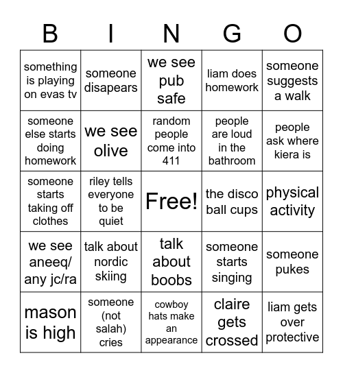 Arts and Crafts Bingo Card