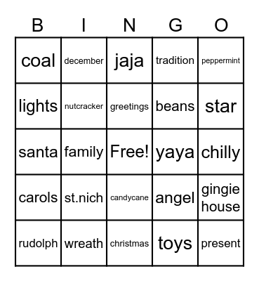 Winter Royale Bingo Card