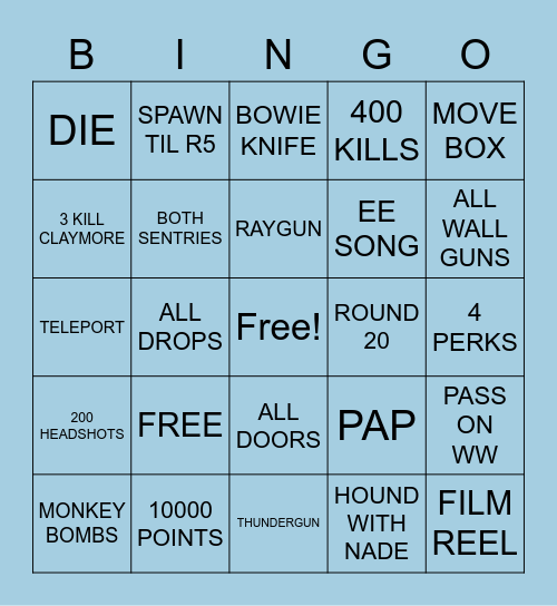 Kino Bingo Card