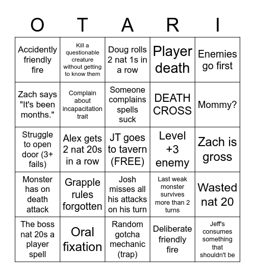 OTARI BINGO Card