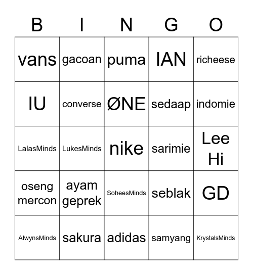 ONE’s Bingo Card