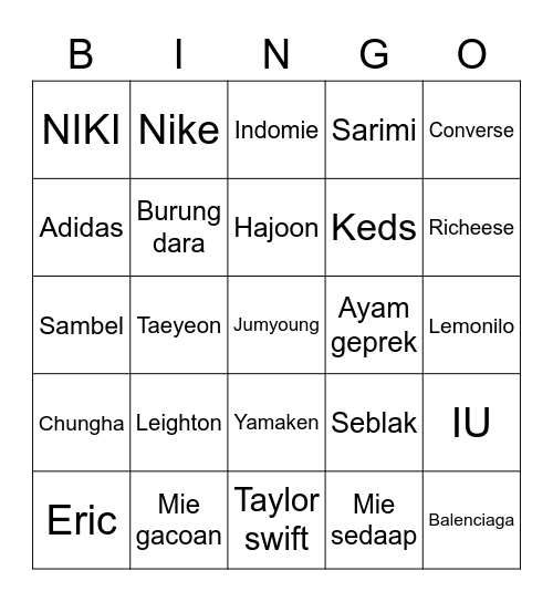 Bingo Minds Bingo Card