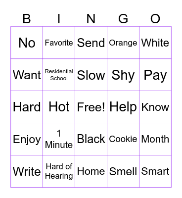 Up to Lesson 7 Bingo Card