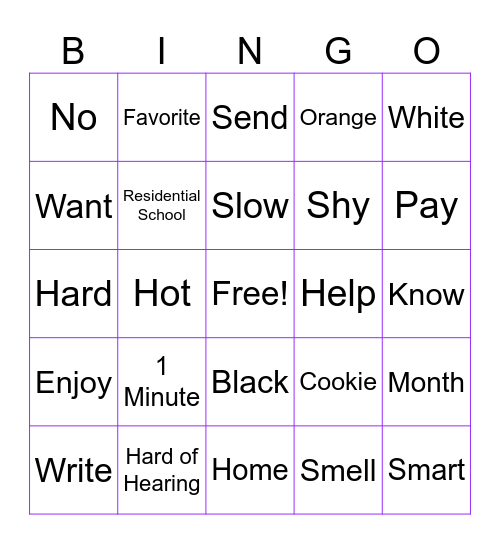 Up to Lesson 7 Bingo Card