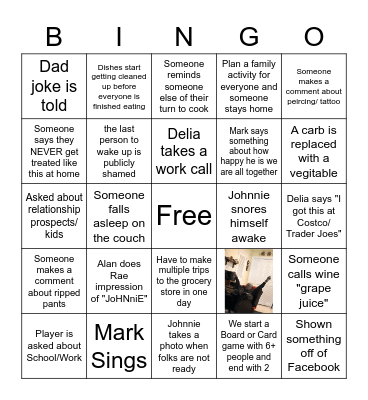 Family Bingo Card