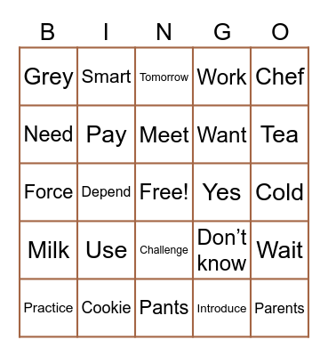 ASL Bingo Card
