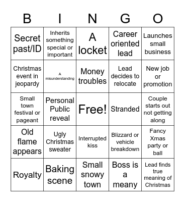 Hallmark Christmas movie Bingo Card