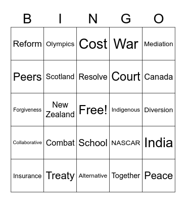 ADR Fall 2022 Bingo Card