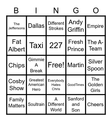 Who Can Name That TV Show??? Bingo Card