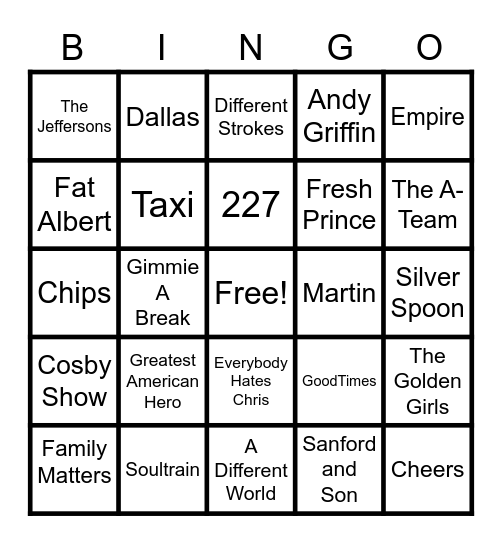 Who Can Name That TV Show??? Bingo Card