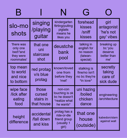 Cursed Thai Bl Bingo Card