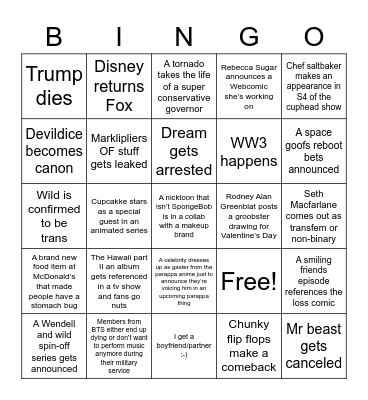 2023 Bingo Card