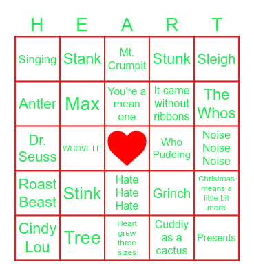 Grinch BINGO Card