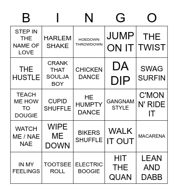 DO THA DANCE Bingo Card