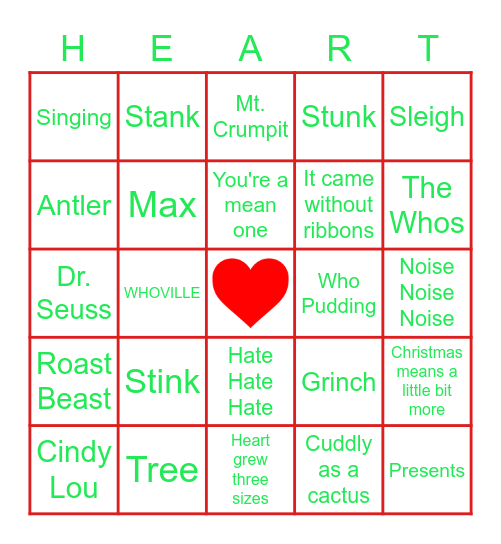 Grinch BINGO Card