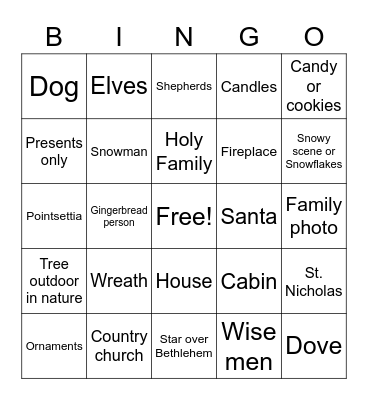 Christmas Card Bingo Card