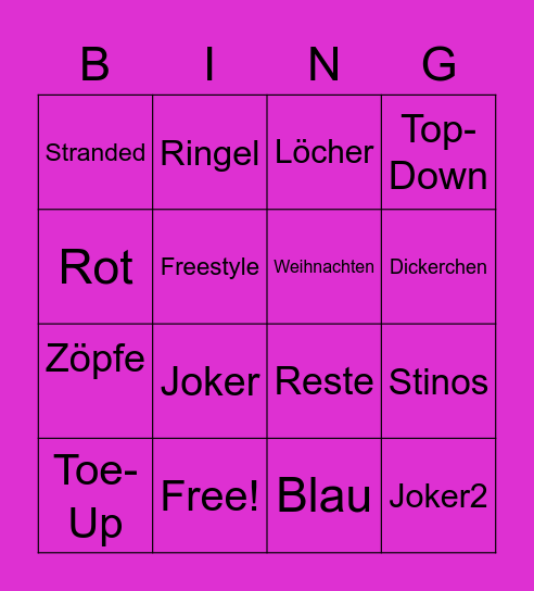 Socken-Bingo Card