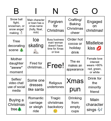 Steph's Holiday movie bingo Card