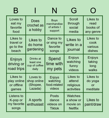 SELF-CARE BINGO Card