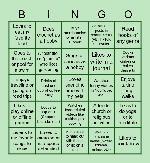 SELF-CARE BINGO Card