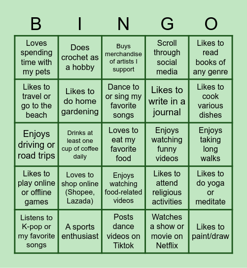 SELF-CARE BINGO Card