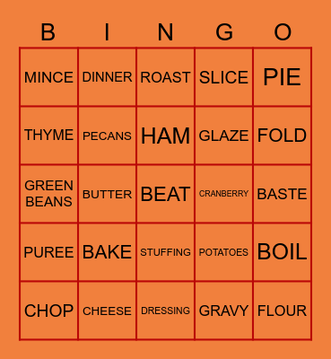 Thanksgiving Bingo Card