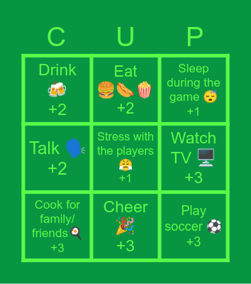 World Cup 2022 Bingo Card