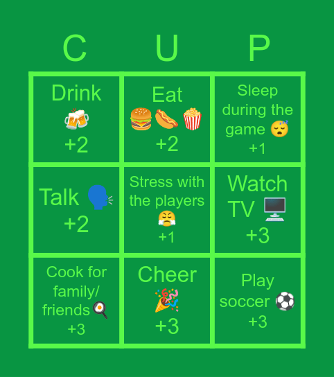 World Cup 2022 Bingo Card