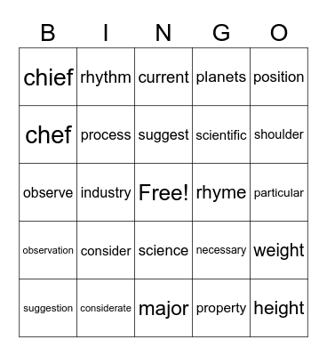 900 words  3/4 Bingo Card