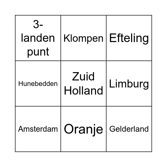 Nederland Bingo Card