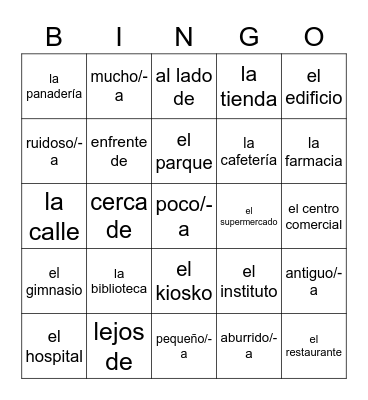 Mi barrio Bingo Card