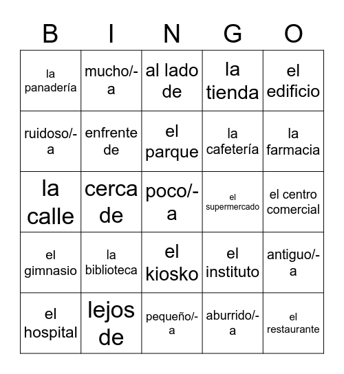 Mi barrio Bingo Card
