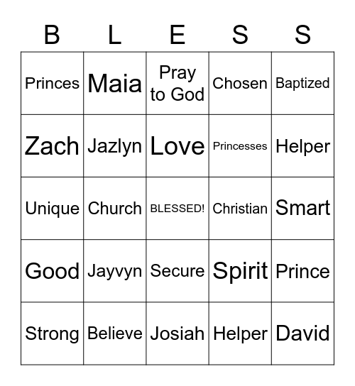 We love all our children!!! Bingo Card