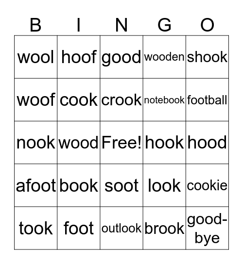 digraph "oo" like book Bingo Card