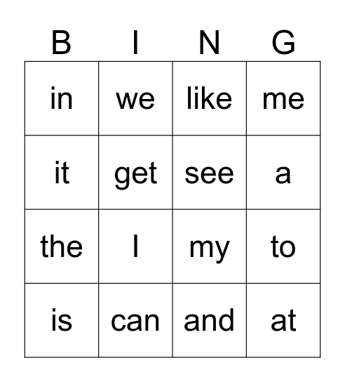 Tier 2 Sight Words 1 Bingo Card