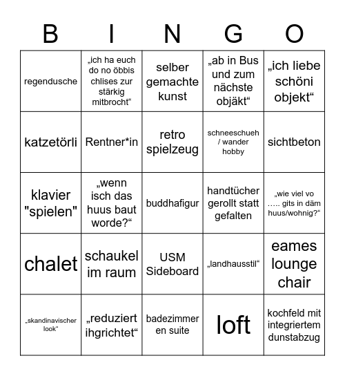 Wer wohnt wo? Bingo Card