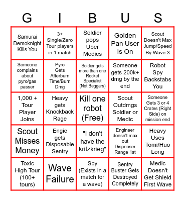 Mann vs Machine Bingo Card