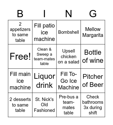 Sunday Night Bingo Card
