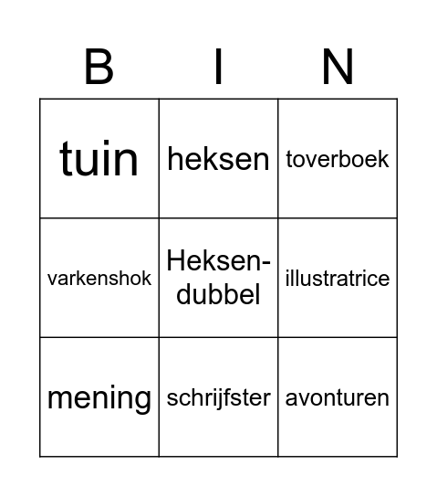 Boekenbeurt Bingo Jennie Bingo Card