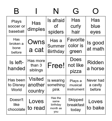 Ice Breaker Bingo Card