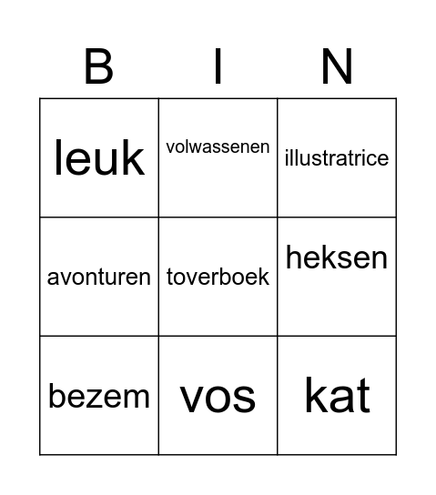 Boekenbeurt Bingo Jennie Bingo Card