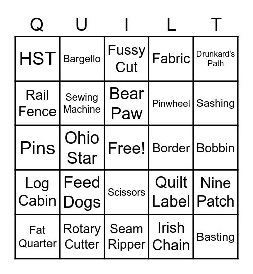 Forget-Me-Not Quilts Bingo Card
