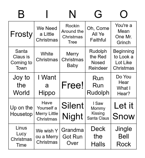 Christmas Singo Bingo Card