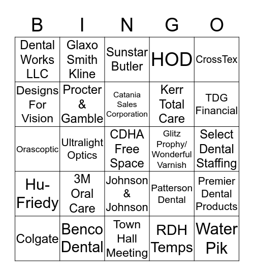 CDHA Nutmeg Conference 2015 Bingo Card