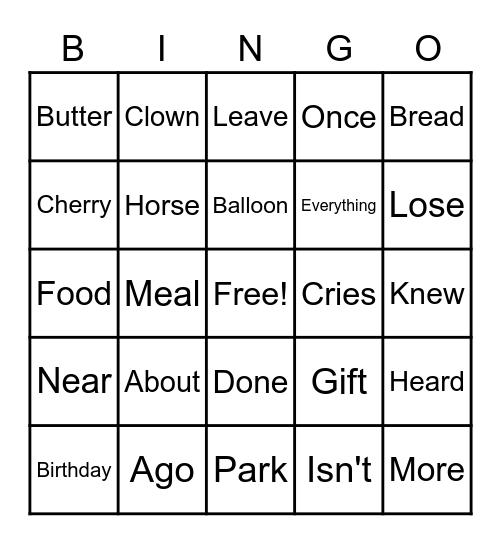 Word Work Bingo Card