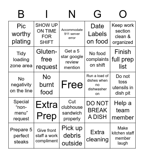 SERVER BINGO Card